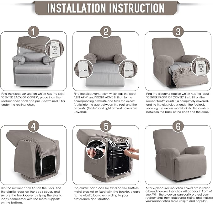 TAOCOCO Oversized Recliner Chair Covers, 1 Seater Streach Recliner Covers Soft