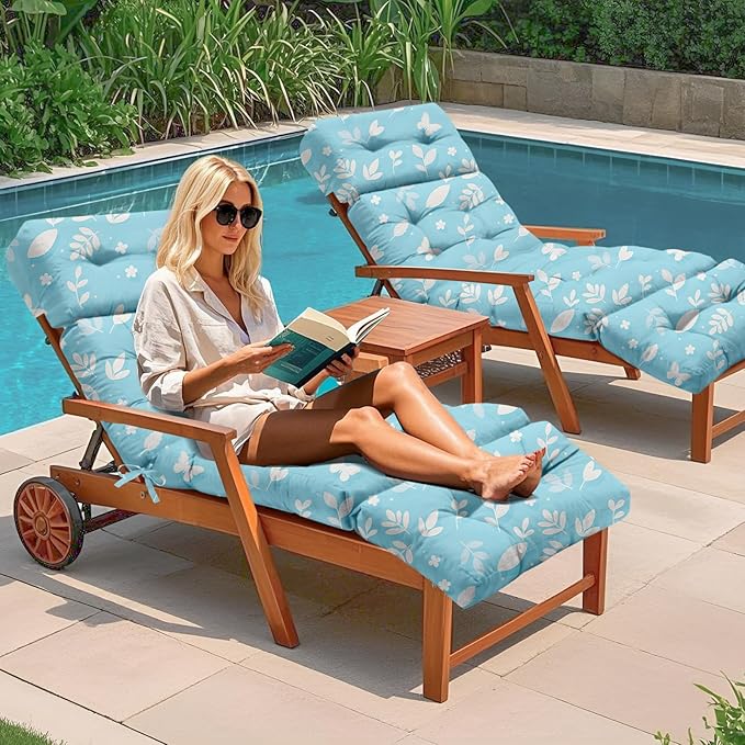 Outdoor Chaise Lounge Chair Cushion 75.1 x 22.8 x 4.7 Inches 100% Waterproof