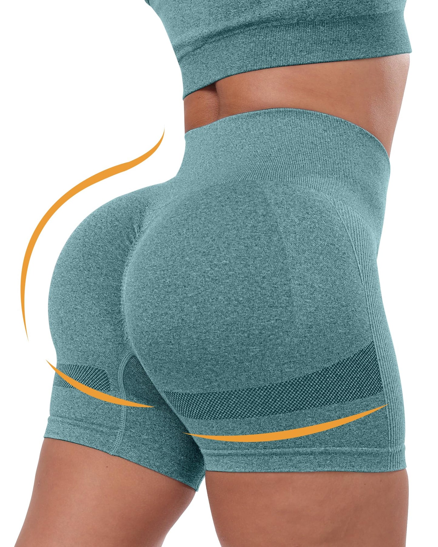 CHRLEISURE Women's 4 Packs Workout Gym Shorts, High Waisted Butt Lifting Scrunch Butt Seamless Booty Shorts(Black,DGray,Green,Blue,S)