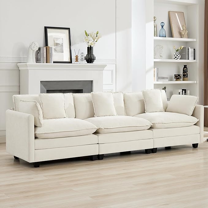 111'' Sectional Cloud Deep Seat Couch, Modern Comfy Chenille Modular Sectional