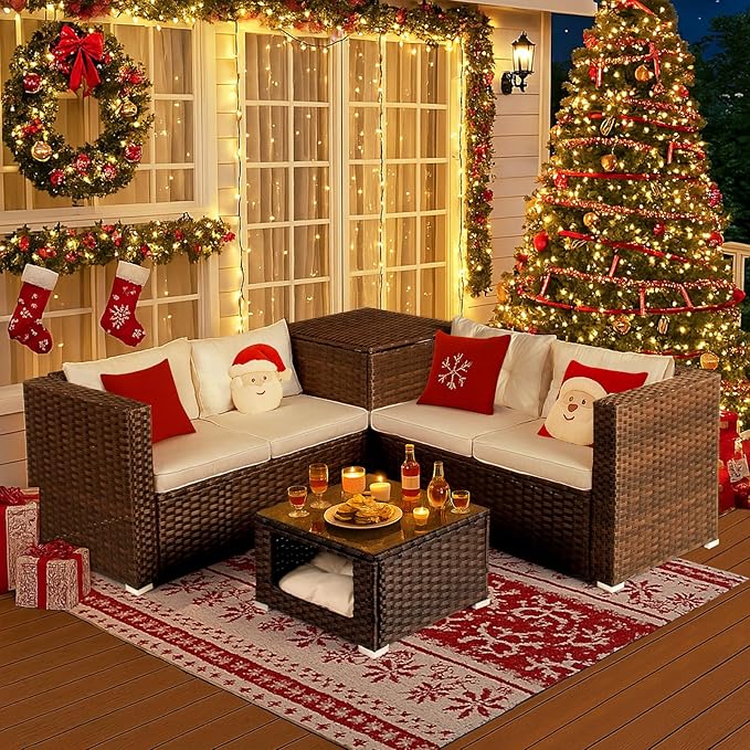 VINGLI 4 Pieces Outdoor Sectional Wicker Patio Furniture