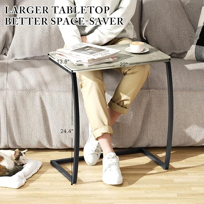SRIWATANA Side Table, End Table, Vintage C-Shaped Couch Table
