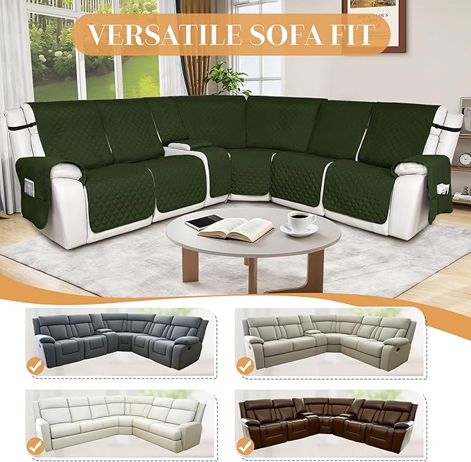 HDCAXKJ 100% Waterproof Reclining Sectional Couch Covers L Shape Recliner Sofa