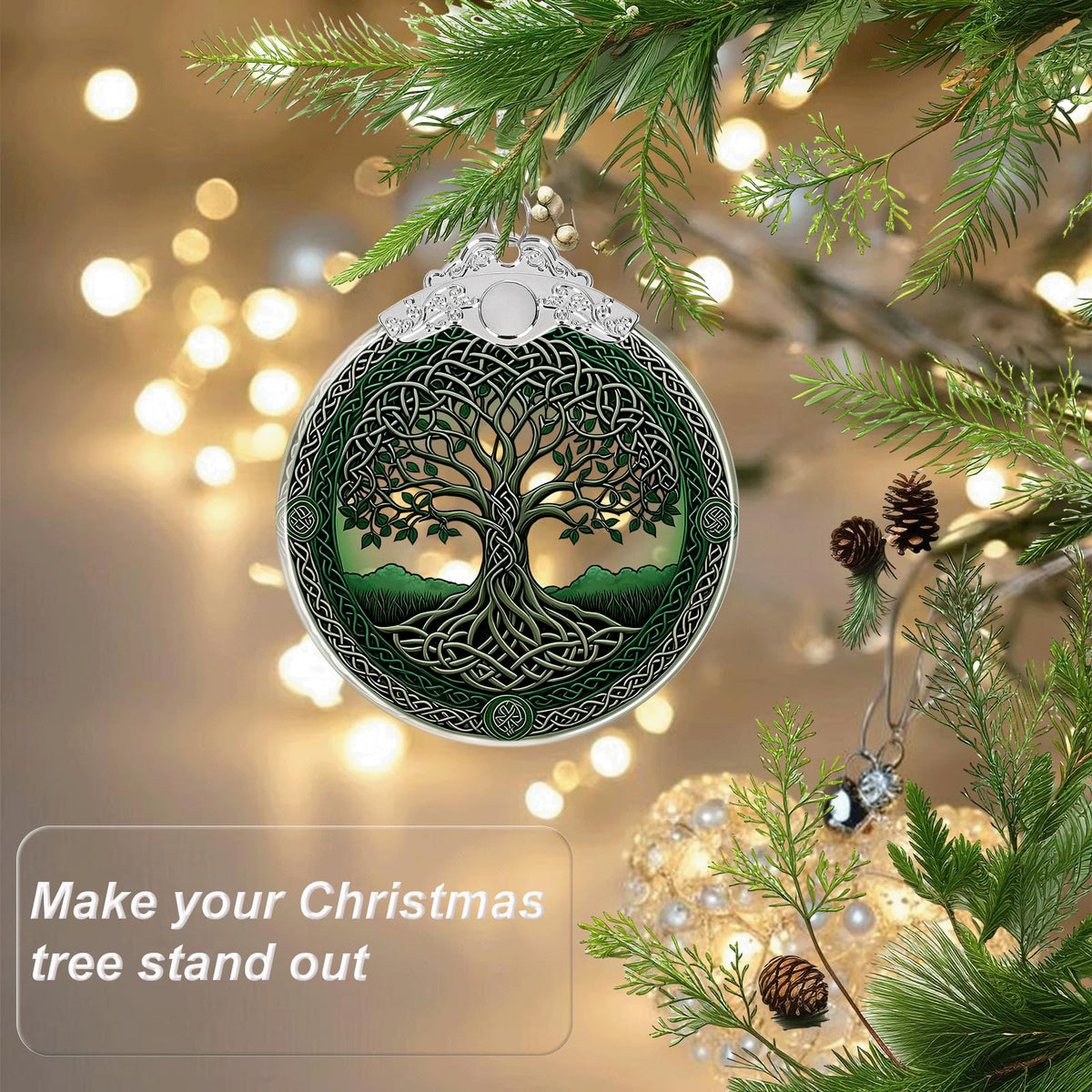 Tree of Life Crystal Glass Hanging Ornaments for Christmas Tree and Xmas Gift Exchange - Tree of Life Stained Glass Ornament - Christmas Tree Decor, Holiday Keepsake Present Idea