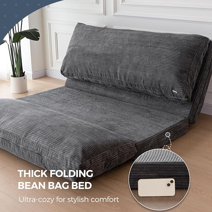 MAXYOYO Folding Sofa Bed, Extra Thick and Long Floor Sofa Convertible Sleeper