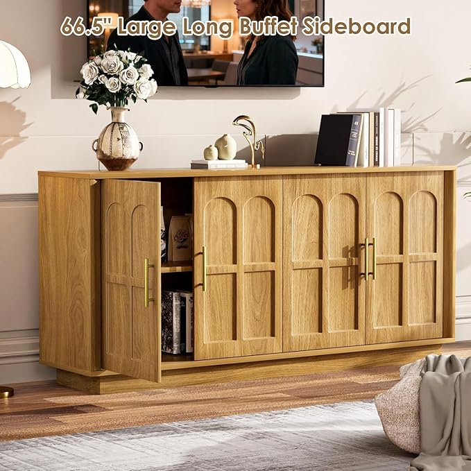 67'' Modern TV Stand for TVs up to 75'', Long Media Console