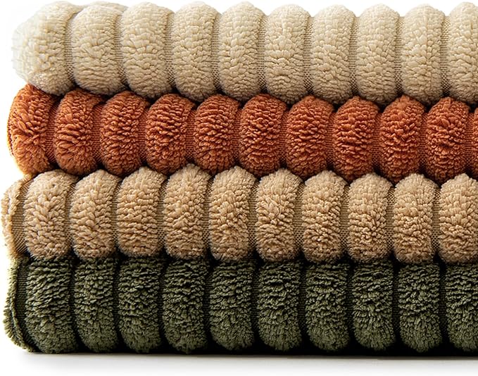 MIULEE Rust-Olive Green Decorative Throw Pillow Covers 16x16 Inch Set of 4 Boho