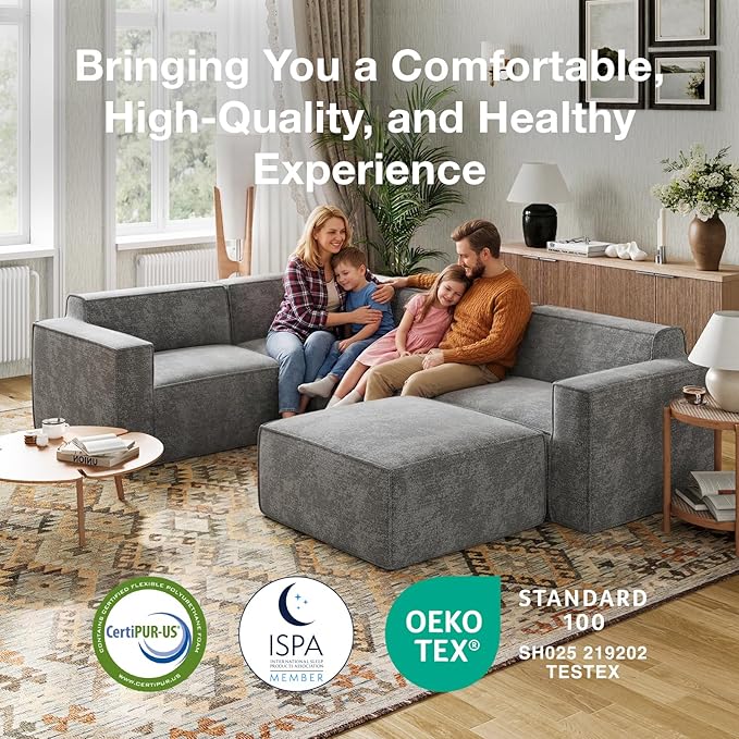 Novilla 109" Modular Sectional Sofa, No Assembly Cloud Sectional Couch