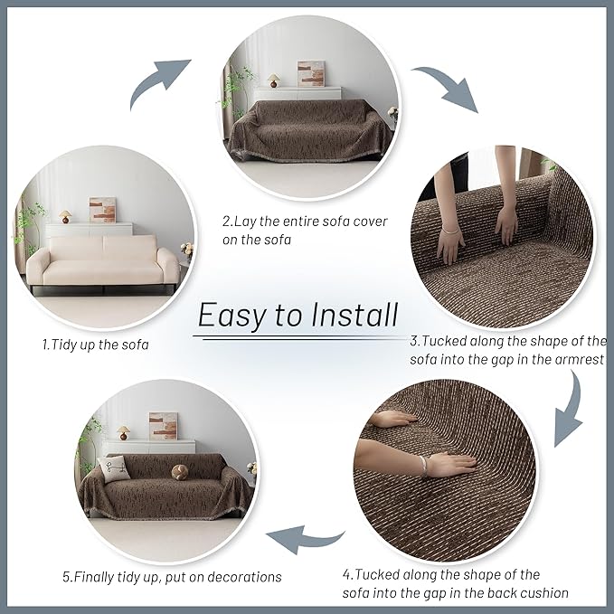 MYSKY HOME Couch Covers for 3 Cushion Couch Sofa, Sectional Couch Cover L Shape