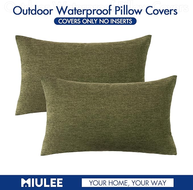 MIULEE Pack of 2 Decorative Outdoor Solid Waterproof Throw Pillow Covers Spring
