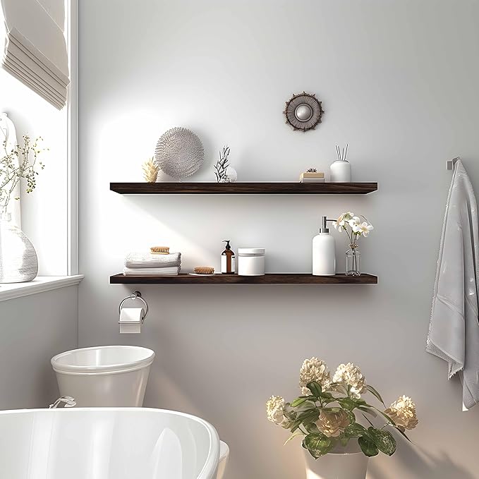 YYWUOJJ Wood Floating Shelves for Wall Decor, Rustic Wall Shelves for Bedroom