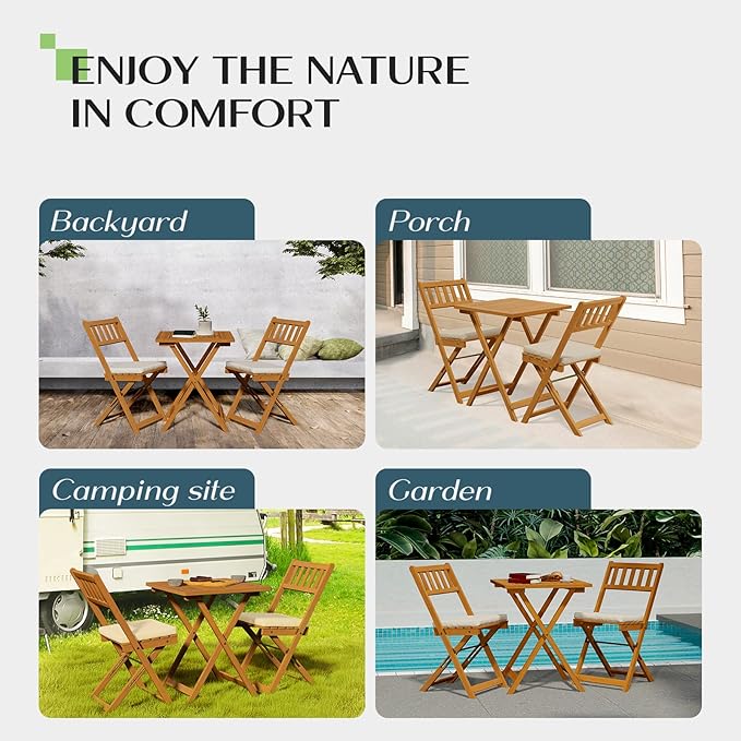 Idzo Heavy Duty 400lbs Capacity Patio Bistro Set 3 Piece Outdoor, Folding