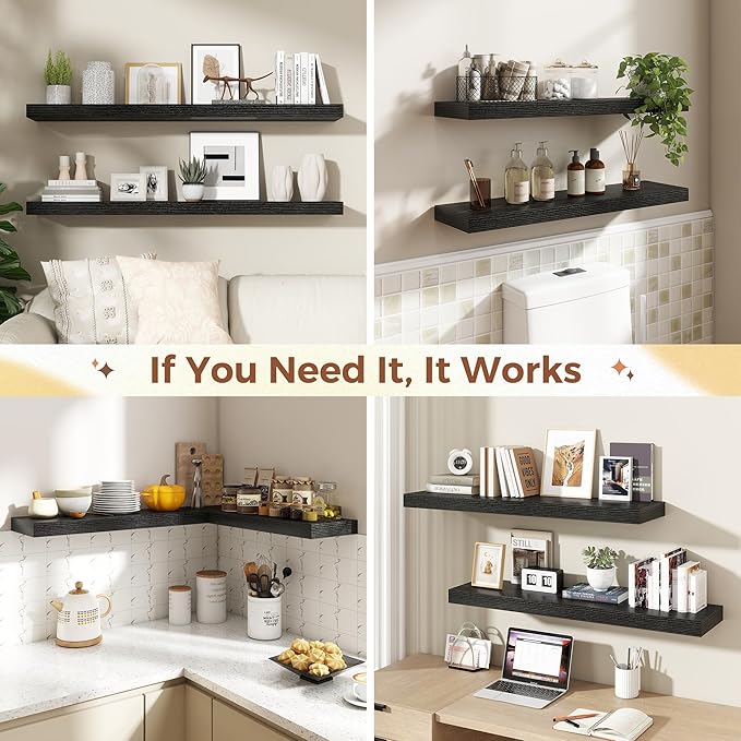 Dreamland 40 Inch Black Floating Shelves