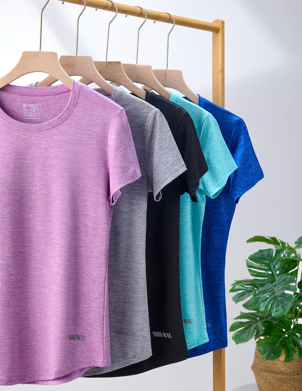 5 Pack: Women's Dry Fit Short Sleeve T Shirts, Athletic Workout Tee Tops for Gym Yoga Running (Set 8, Large)