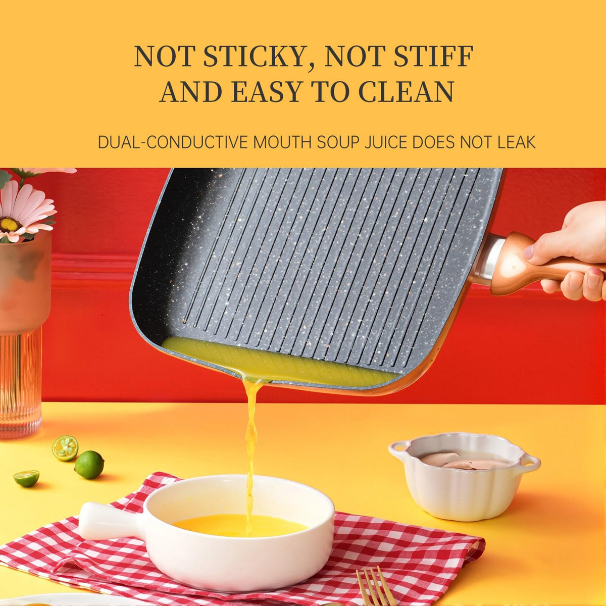 QUANSHANGJU Nonstick Grill Pan for Stove Tops, 11 Inch Versatile Griddle Pan with Pour Spouts,Square Grill Pan for Indoor Cooking Surface, Durable Grill Skillet for Indoor & Outdoor Grilling.PFOA Free