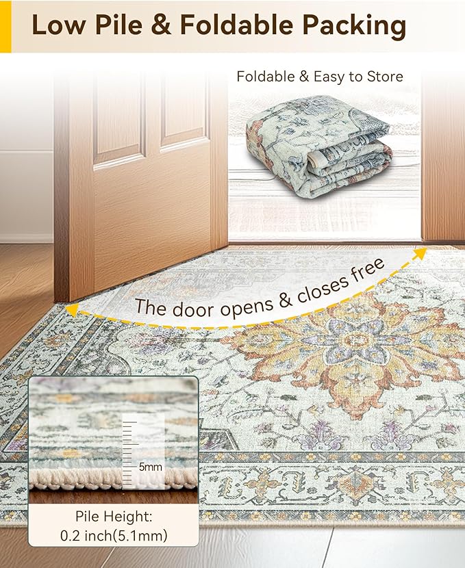 RELEANY Area Rugs 2'6"x8' Runner Rug Non Slip Washable
