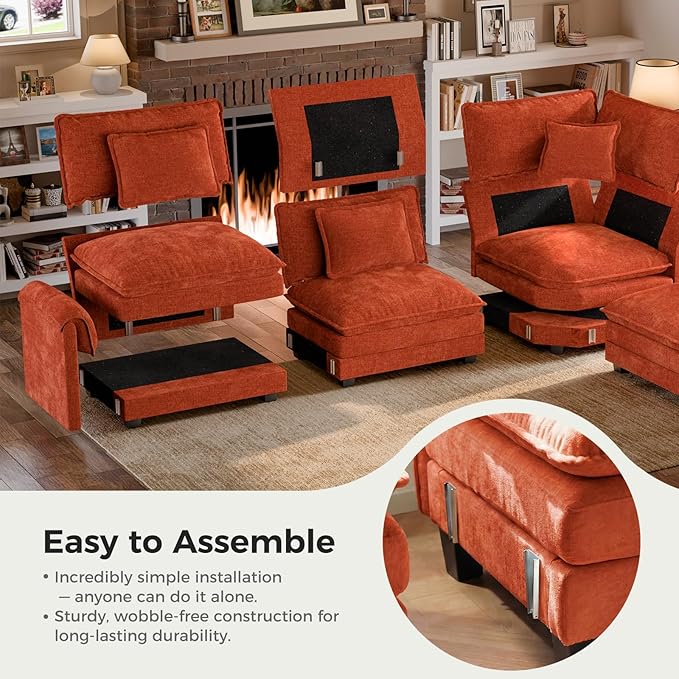 ELUCHANG 114" Oversized V-Shaped Cloud Couch Modular Sectional Sofa