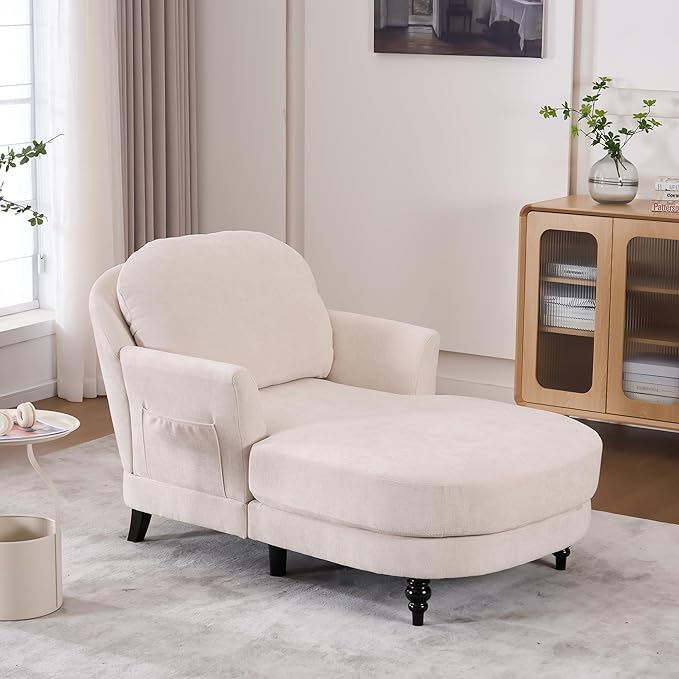 Chaise Lounge Chair Indoor, 59.8" Oversized Couch Reading Chairs,Chenille