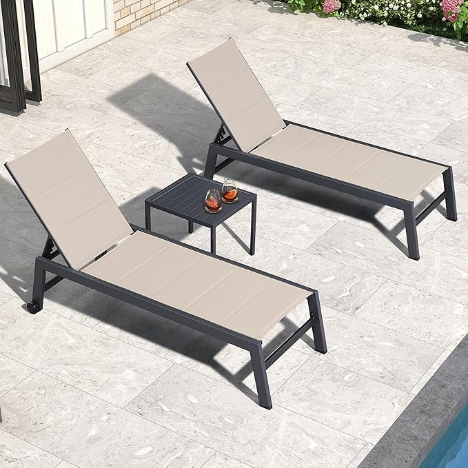 PURPLE LEAF Outdoor Patio Chaise Lounge Set of 4 Aluminum Lounge Chair