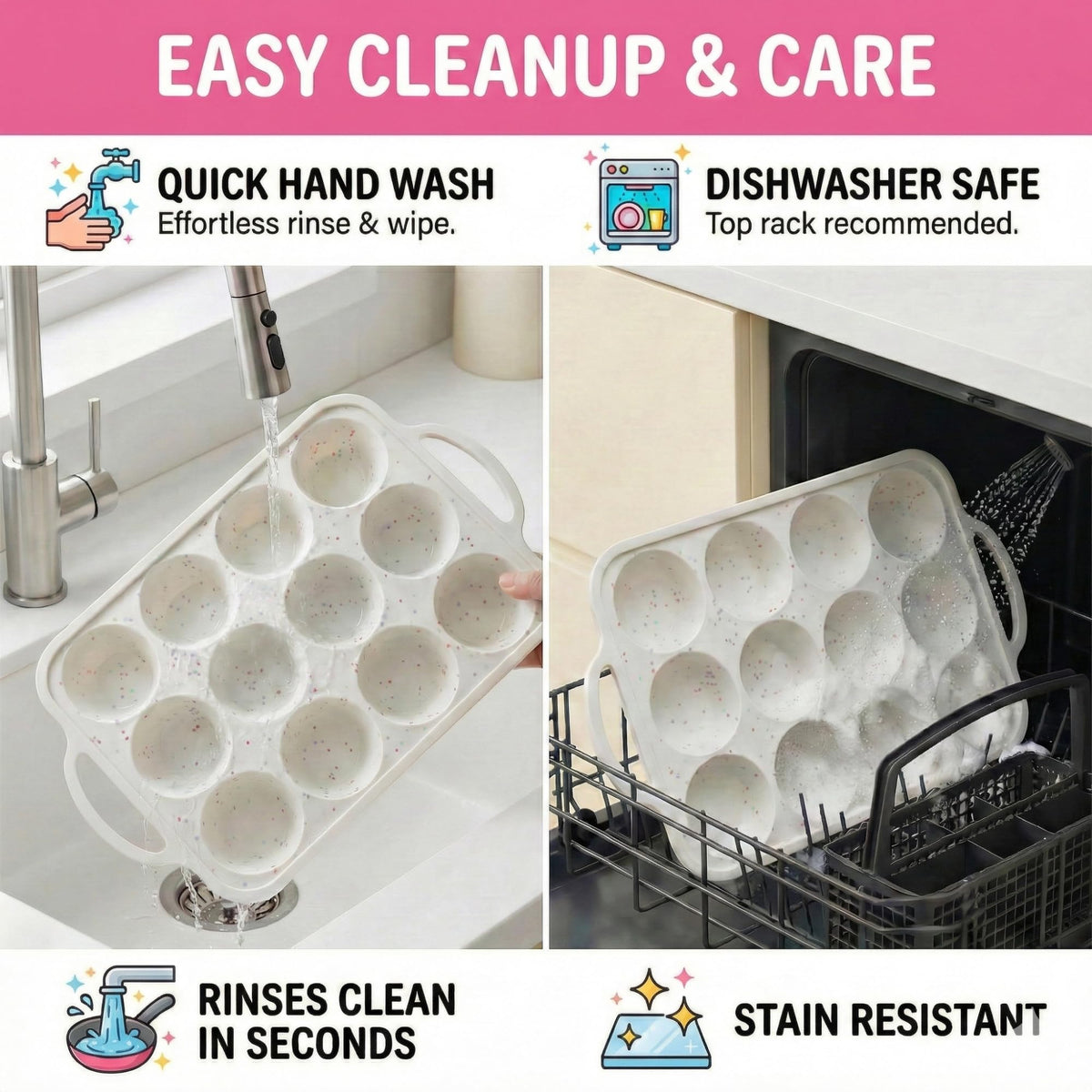 BAKE BOSS 2-Pack Silicone Muffin Pan for Baking with Metal Reinforced Frame -12 Cup Regular Size Cupcake Pan, BPA Free Silicone Muffin Tray - Cupcake Baking Pan Molds for Oven & Dishwasher Safe
