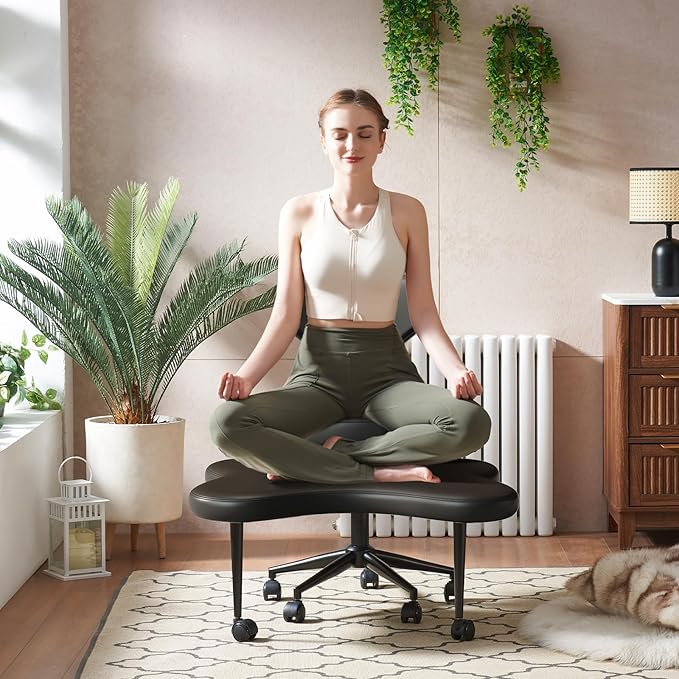 Pinmoco Ergonomic Cross Legged Chair, 360° Swivel Meditation Chair