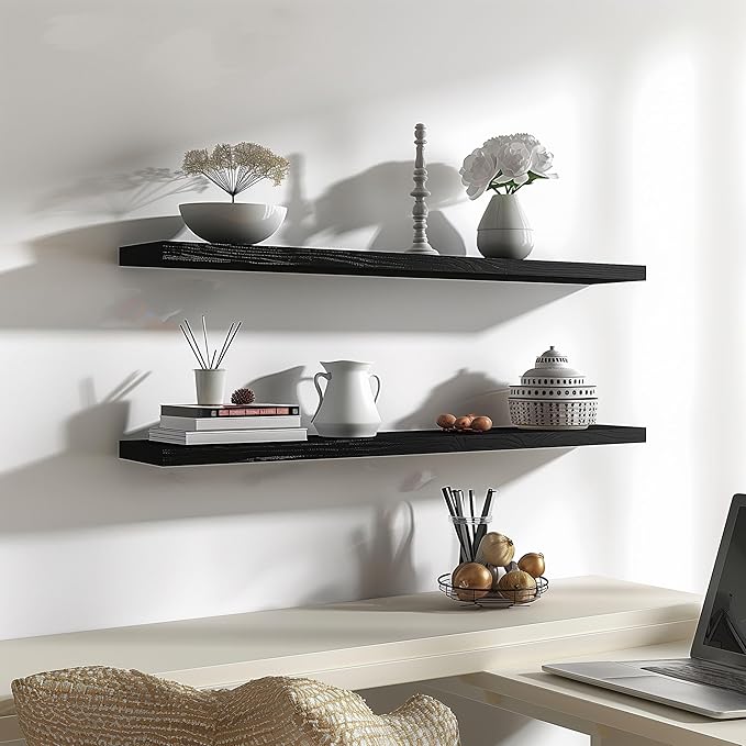 YYWUOJJ Wood Floating Shelves for Wall Decor, Rustic Wall Shelves for Bedroom