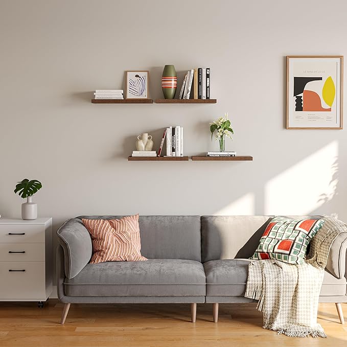YUFLINX 16’’Rustic Brown Floating Shelves
