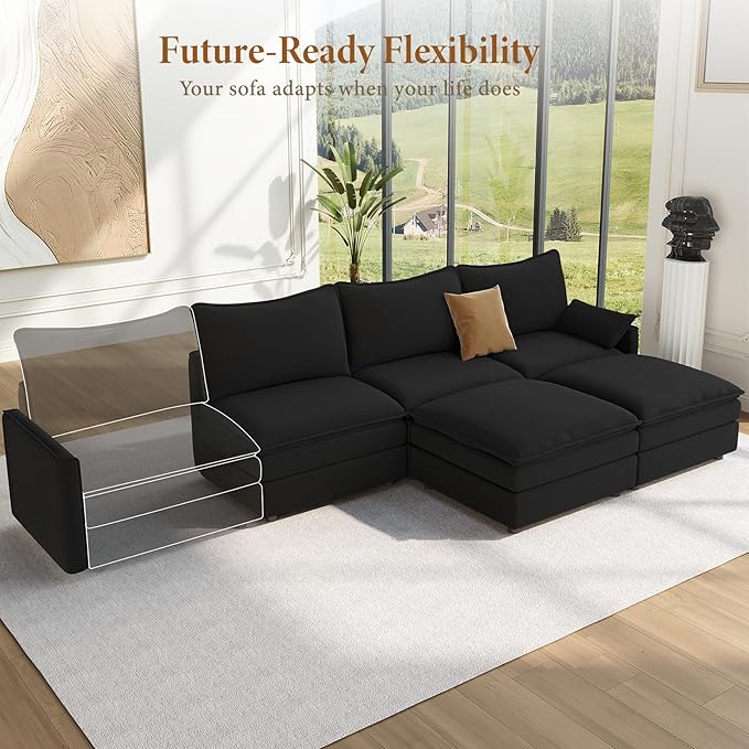 Vesgantti 108" U Shaped Sectional Couch, Comfy Cloud Modular Sectional Sofa