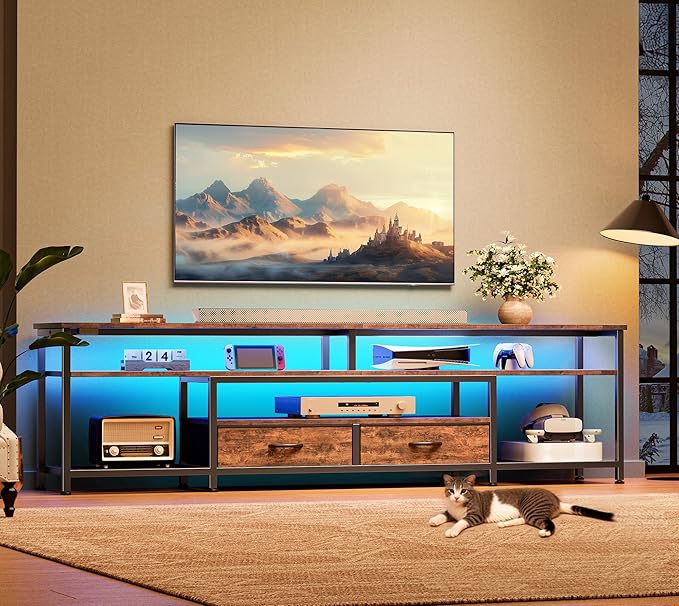 Huuger TV Stand for 75 80 Inch TV, Entertainment Center