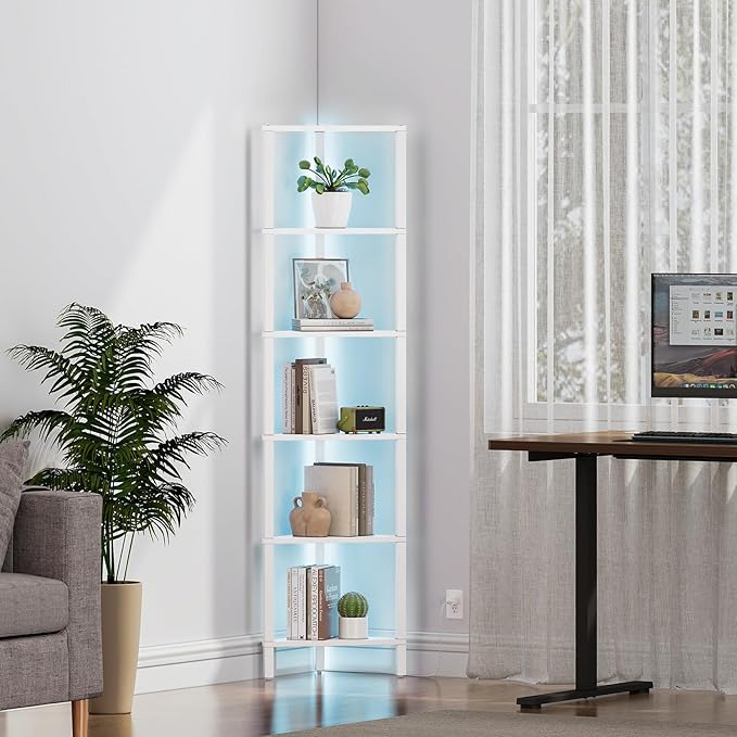 TUTOTAK 6-Tier Corner Bookshelf