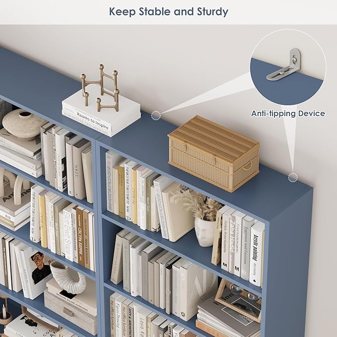 FOTOSOK 6-Tier Open Bookcase and Bookshelf, Freestanding Display Storage