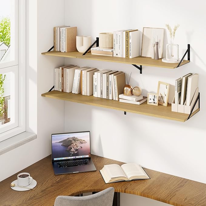 Fun Memories Floating Shelves for Wall, 12 Inch Deep Floating Shelves Set of 2