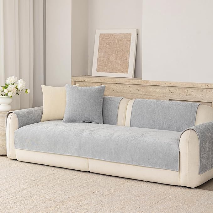 Premium Chenille Sofa Cushion Covers,Upgraded Anti-Slip Sectional Couch