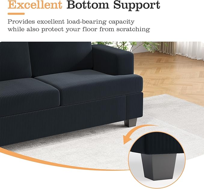 Apicizon Modern Loveseat & 3-Seater Sofa Set of 3, Corduroy Couch 3 Piece Sofa