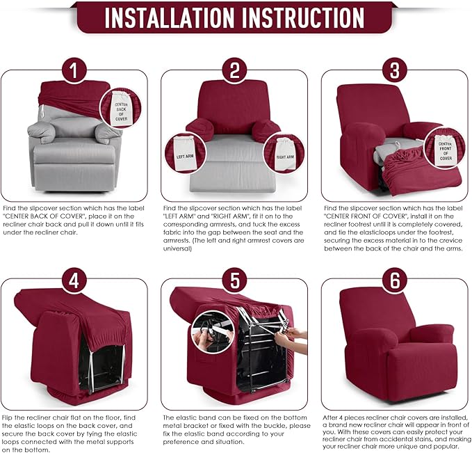 TAOCOCO Oversized Recliner Chair Covers, 1 Seater Streach Recliner Covers Soft