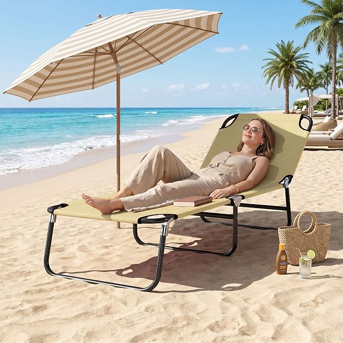 Outsunny Folding Chaise Lounge Pool Chairs, Outdoor Sun Tanning Chairs