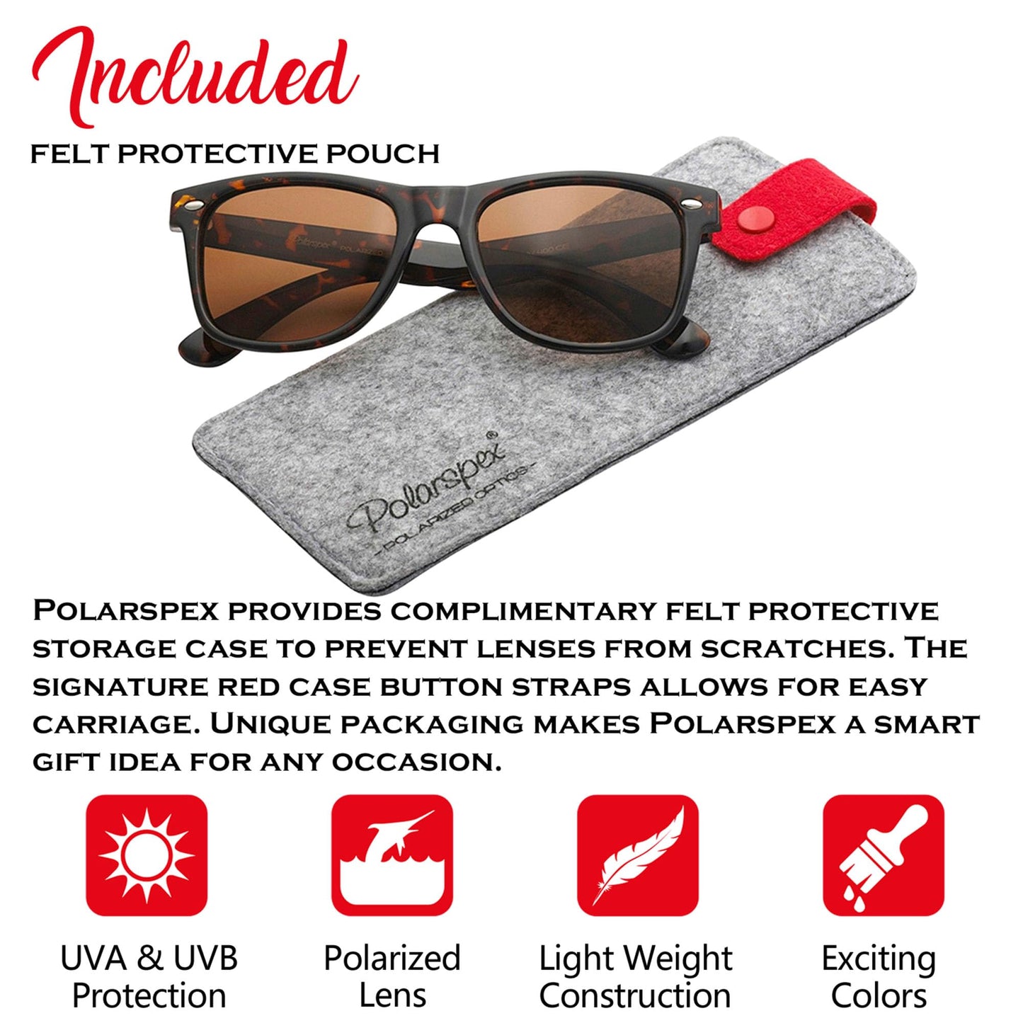 PolarSpex Polarized Sunglasses for Men and Women – UV Protection, Durable & Lightweight Retro Sunglasses for Driving, Fishing