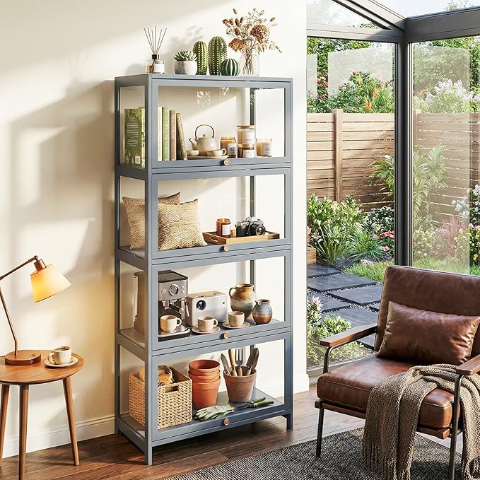 4-Tier Display Case Cabinet