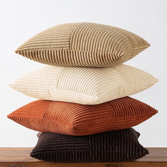 MIULEE Brown Beige Throw Pillow Covers 20x20 Inch Set of 4 Boho Farmhouse