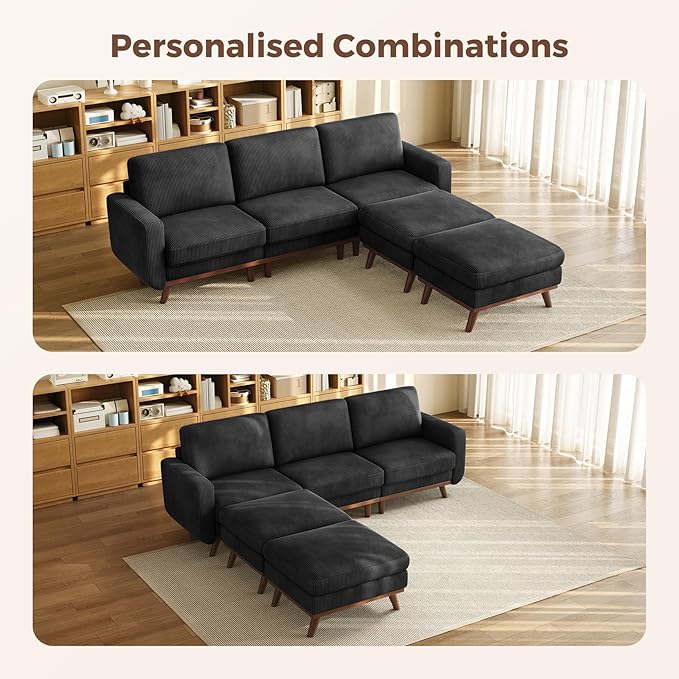 Vesgantti 97" Modular Sectional Sofa Black, U-Shaped Couch