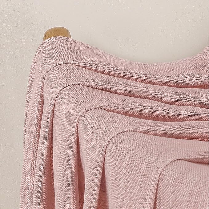 Chyhomenyc Rose Pink Semi Sheer Curtains 36 Inch Length, Light Filtering Faux
