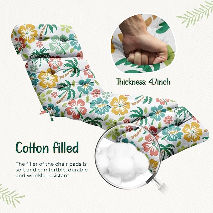 2 Pack Outdoor Chaise Lounge Chair Cushion 75.1 x 22.8 x 4.7 Inches 100%