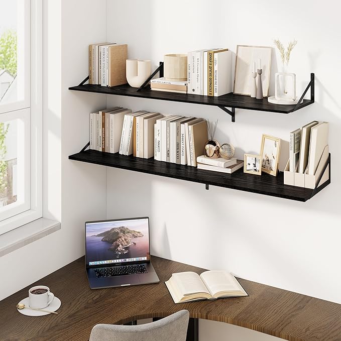 Fun Memories Floating Shelves for Wall, 12 Inch Deep Floating Shelves Set of 2