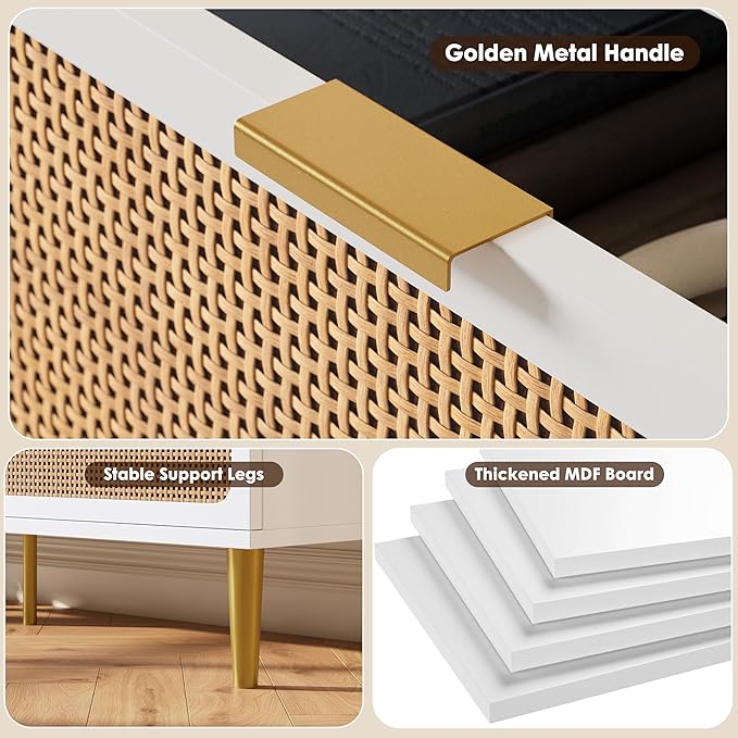 GarveeHome Rattan 8 Drawer Dressers