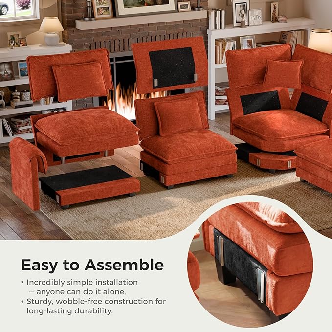 ELUCHANG Oversized 116" Modular Sectional Sofa, Comfy Cloud Couch, U Shaped