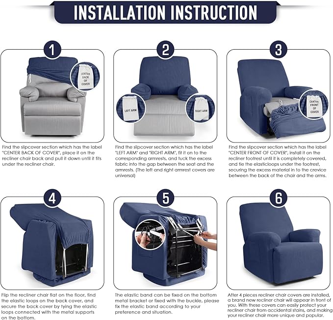 TAOCOCO Oversized Recliner Chair Covers, 1 Seater Streach Recliner Covers Soft