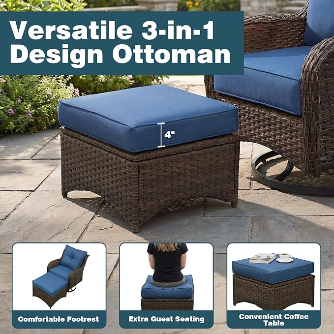 Patio Furniture Set, High Back Swivel Rocker Chairs, Weather Resistant Olefin