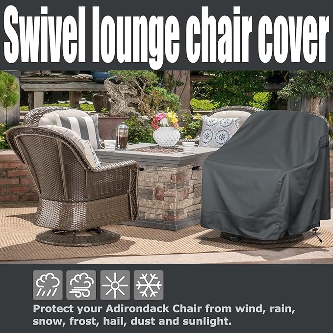 Outdoor Swivel Lounge Chair Cover, Waterproof Heavy Duty Outdoor Chair Covers