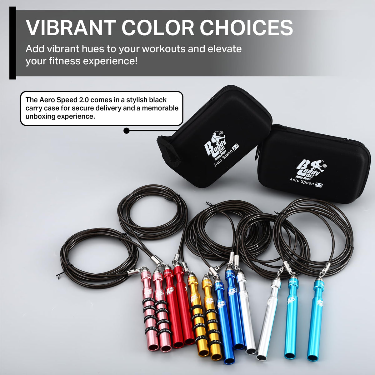 Buddy Lee Aero Speed Jump Rope 2.0 Upgraded Version with Sonic Rocket Speed Swivel Bearing | Tangle-Free & Adjustable Jump Rope for Men & Women - For Fitness, Double-Unders, and Cross-Training