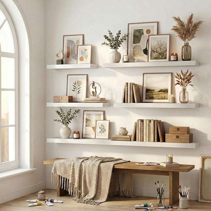 12 inch Deep Floating Shelves for Wall, 36 inch Wide Engineered Wood Wall